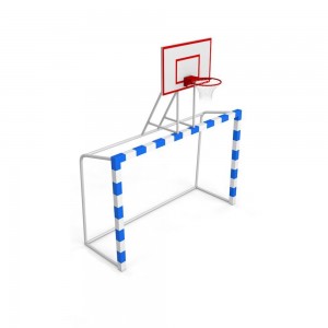 Ворота гандбольные/минифутбольные стальные 80*80мм с баскетбольным щитом (оргстекло 10мм 120*90см) 